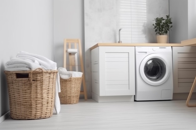 A laundry room with a washer and dryer in the corner.