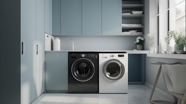 A laundry room with a washer and dryer.