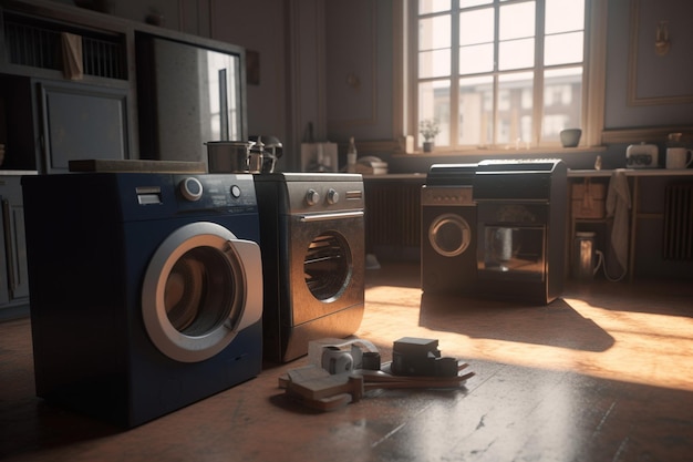 A laundry room with a washing machine and a washer.