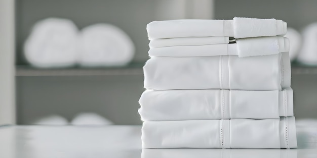 Photo laundry service specializing in white linens for institutions and industries concept commercial laundry white linens institutional services industrial laundry specialty cleaning