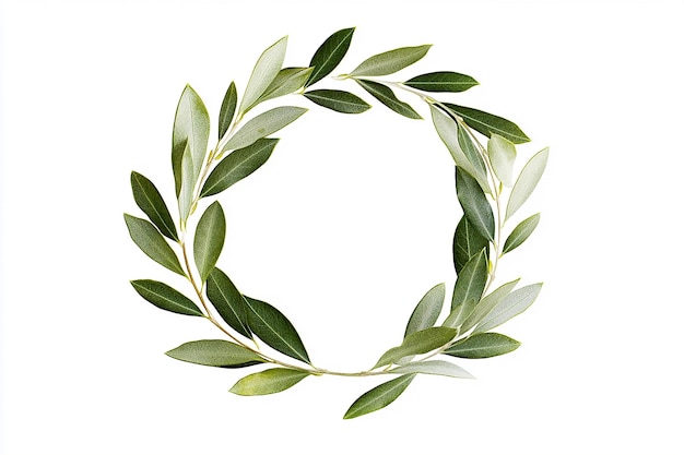 Photo a laurel wreath made of olive leaves on a white background