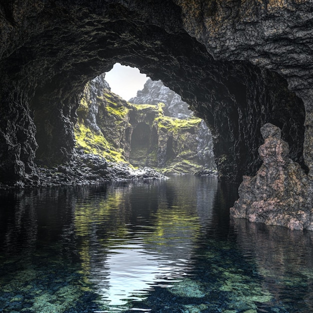 Photo lava cave with a natural amphitheater perfect acoustics for echoes