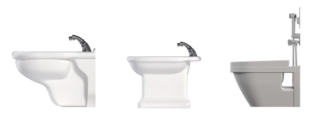 Lavatory pan isolated on a white background bidet 3D illustration and CG render