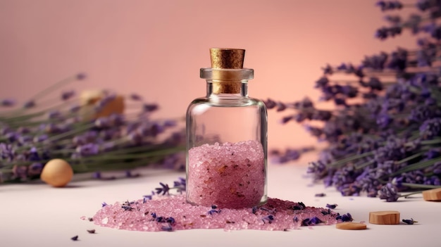 Lavender Bath Salt and Massage Oil for an Aromatherapy Experience AI generated