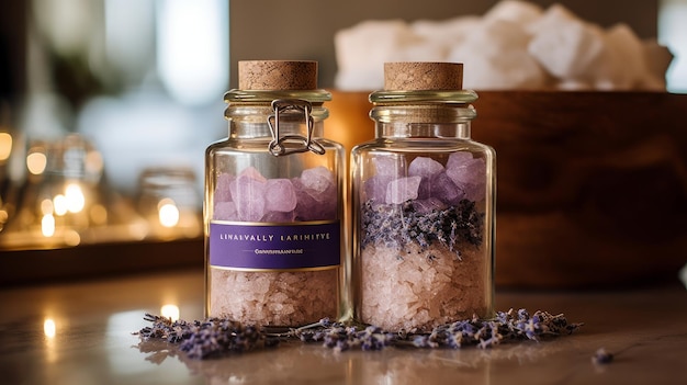 Lavender Bath Salt and Massage Oil for a Pampering Experience AI generated