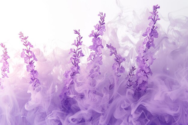 Photo lavender blooms in purple smoke