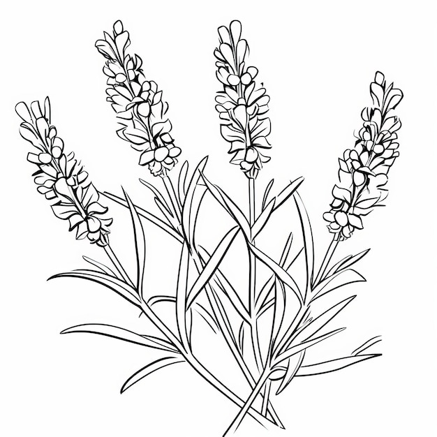 Lavender Coloring Page Simple And Classic Black And White Drawing For Kids