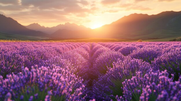 Lavender Field at Sunset