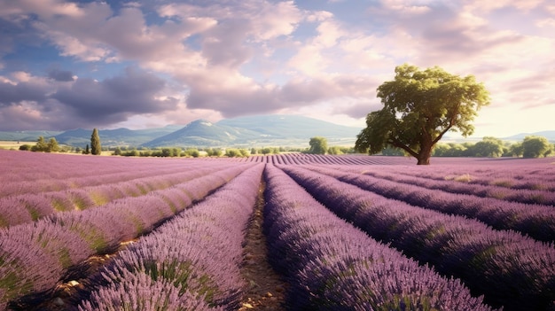 The lavender fields provence france purple blooms fragrant Created with Generative AI technology