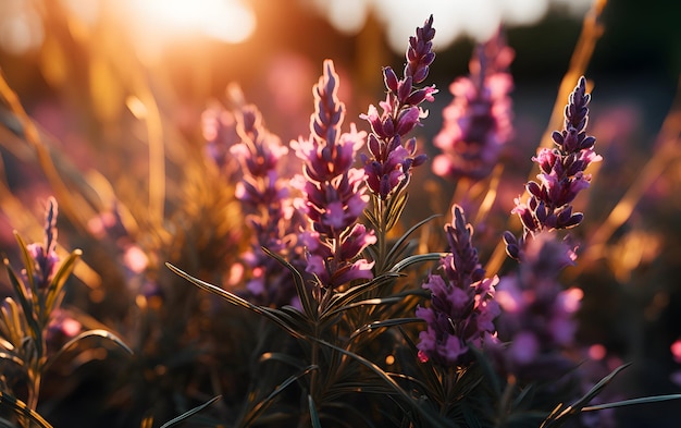 lavender flower at sunset