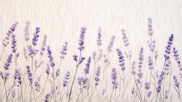 lavender flowers are in a row against a white background generative ai