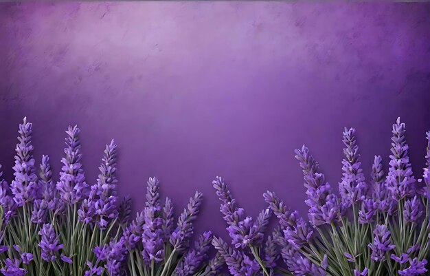 Photo lavender flowers are shown on a purple background