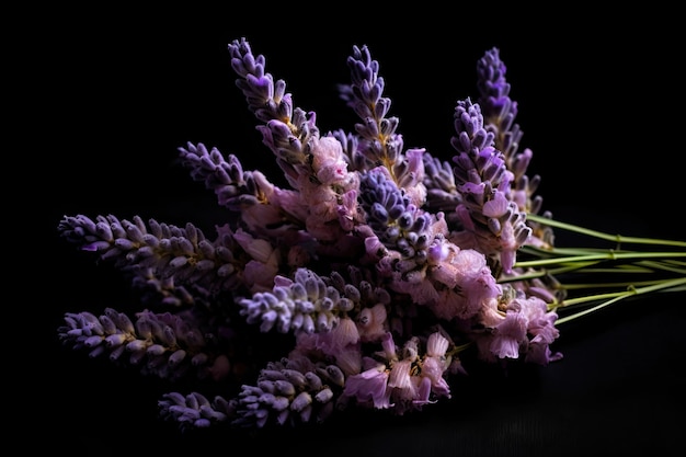 Lavender Flowers On Black Background