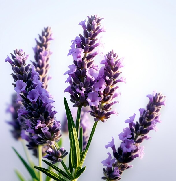 Lavender flowers isolated on white background close up shot of lavender flowers