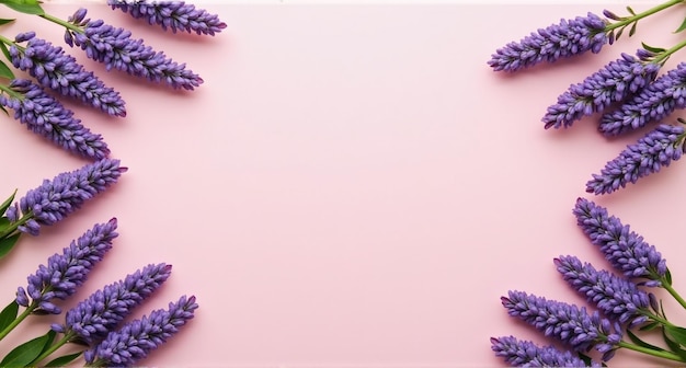 lavender flowers on a pink background