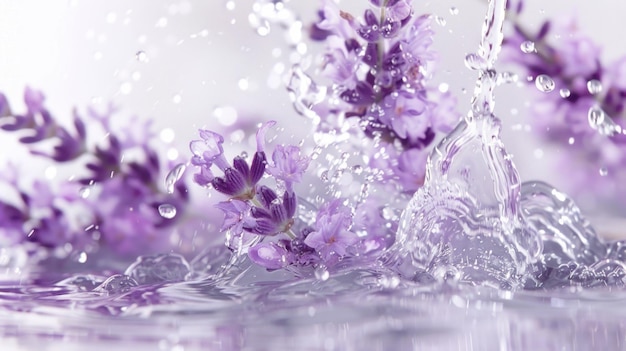 Lavender Flowers Splashing in Water