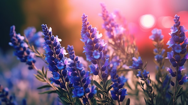 Lavender flowers at sunset Nature background Vintage toned