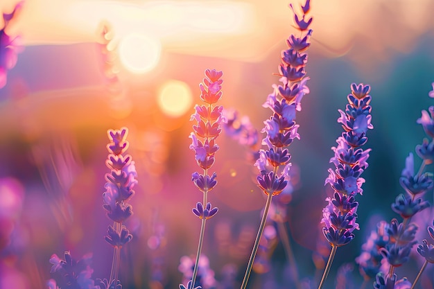 Lavender Flowers at Sunset in Provence France