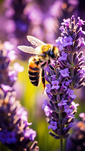 Lavender Harmony Bee on Beautiful Purple Lavender Plant