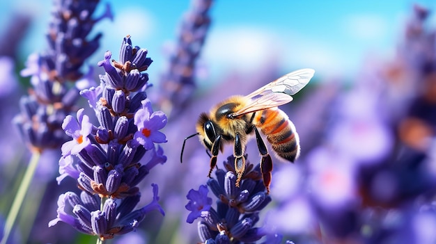 Lavender Harmony Bee on Beautiful Purple Lavender Plant