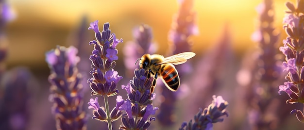 Lavender Harmony Bee on Beautiful Purple Lavender Plant