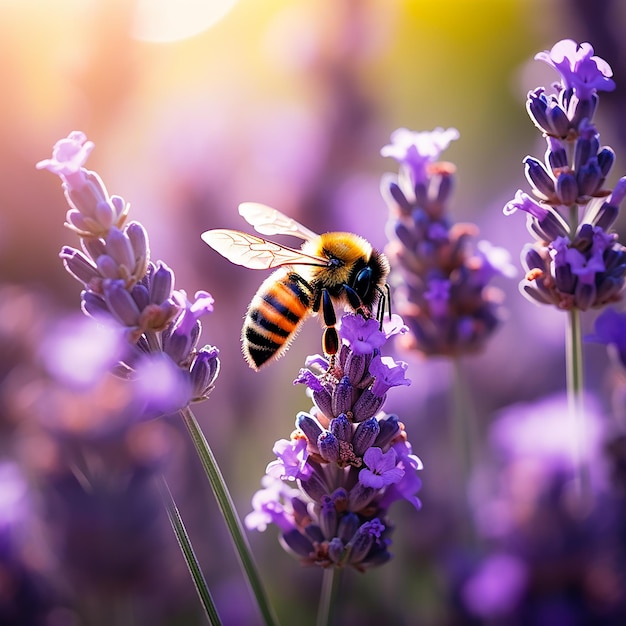 Lavender Harmony Bee on Beautiful Purple Lavender Plant