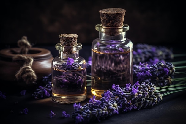 Lavender Herb and Essential Oil Stylized Presentation in 329 Aspect Ratio