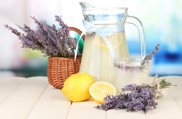 Lavender lemonade on bright background