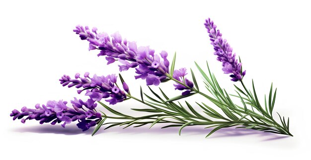 Lavender plant in ultra realistic style sharp on a white