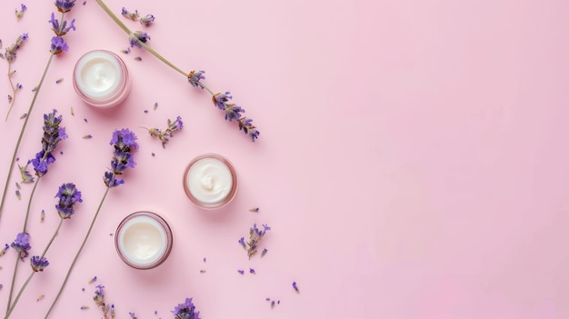 Lavender Scented Cream Jars with Flowers