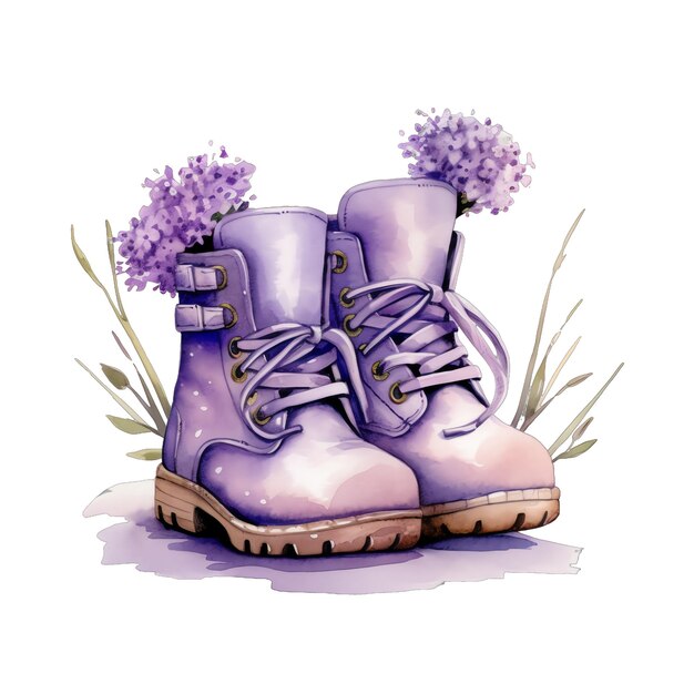 Lavender shoes watercolor illustration lavender clipart