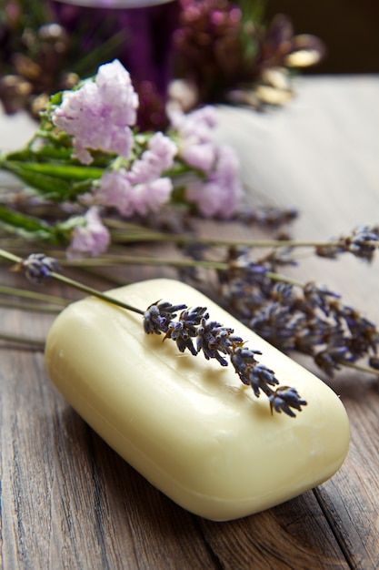 Lavender soap with fresh lavender