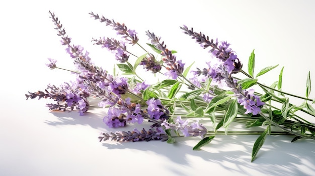 Lavender sprigs photo realistic illustration Generative AI Violet flower lavender sprigs