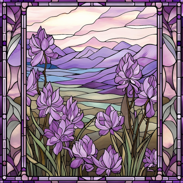 Lavender stained glass Background