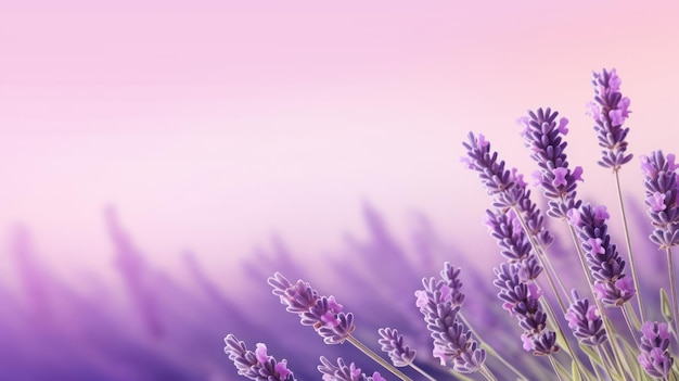 lavender in a vase on violet background with copy space