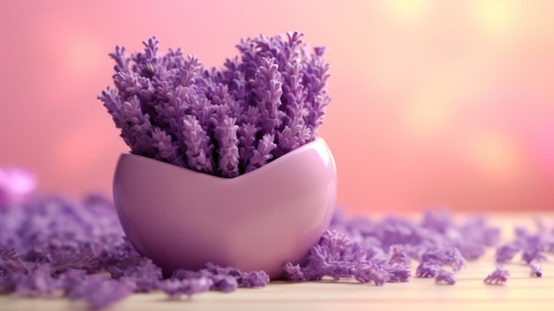 lavender in a vase on violet background