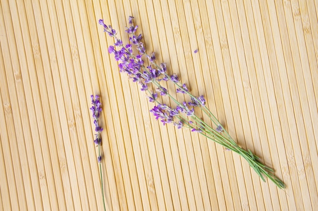 Lavender on wooden texture