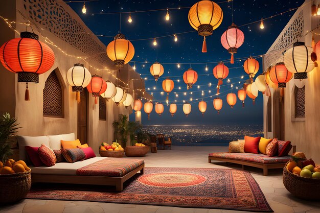 Lavish Eid alAdha Tranquil Rooftop Oasis with Moroccan Lanterns Cozy Lounges amp Breathtaking View