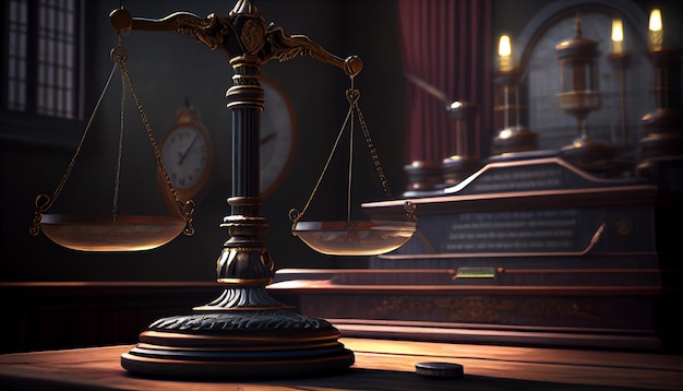 Law and justice concept Scales of justice Generative Ai