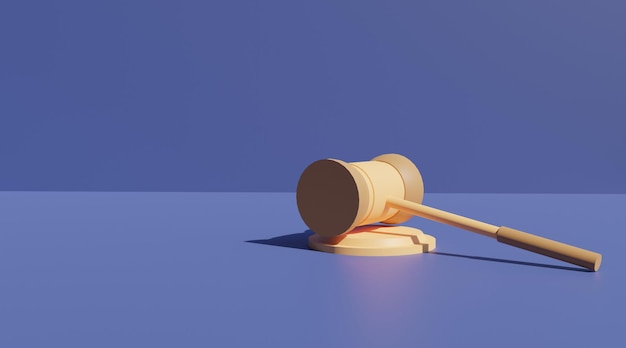 law and justice concept with gavel and dark blue background . 3d illustration rendering render