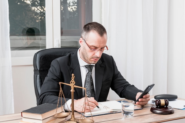 Lawyer with smartphone