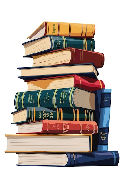 Layer of books publication library white background