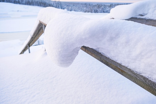 A layer of snow on the surface snowy winter