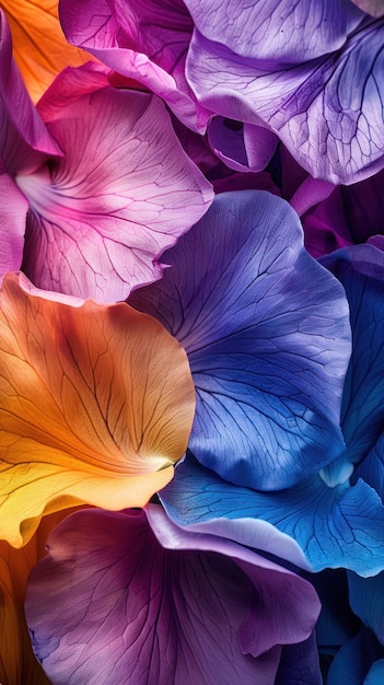 Photo layered flower petals creating a vibrant textured background