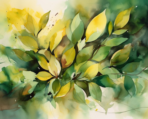 layered hues and delicate brush strokes create a leafy Generative Ai