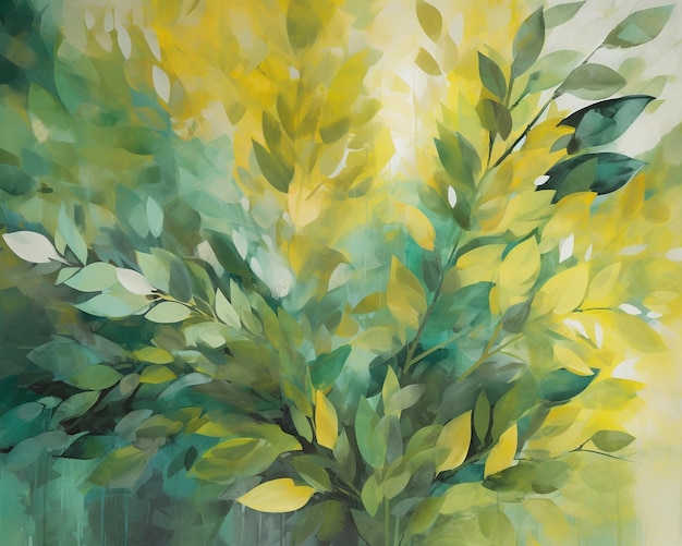 layered hues and delicate brush strokes create a leafy Generative Ai