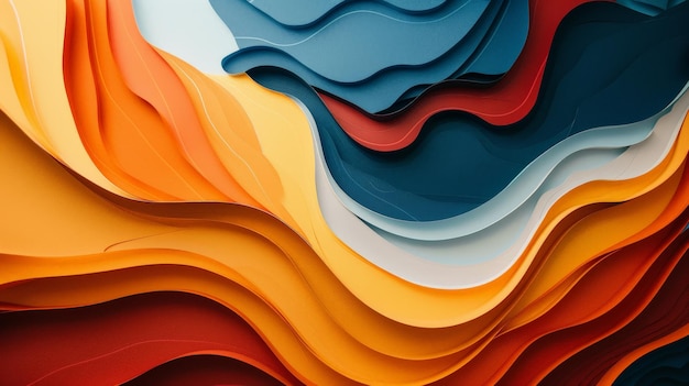 Layered paper cutout effect creating depth in abstract forms