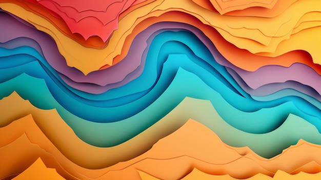 Layered paper cutout effect creating depth in abstract forms