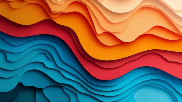 Layered paper cutout effect creating depth in abstract forms