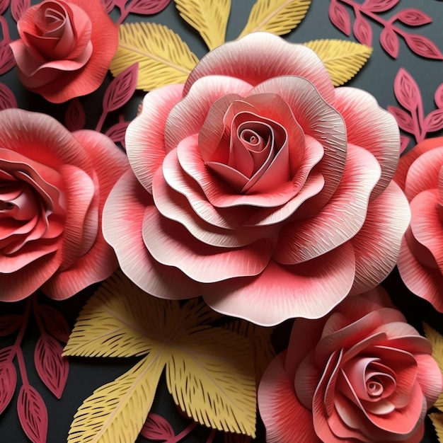 Layered Paper Rose Diorama Generative AI